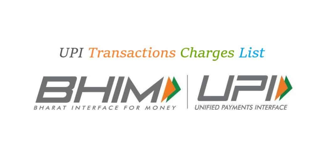 UPI Transactions Charges List 