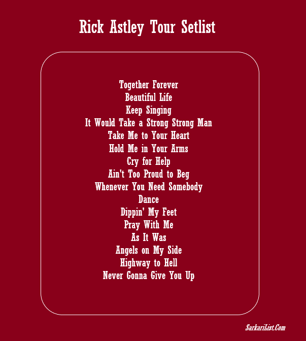 Rick Astley Tour Setlist