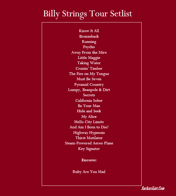 Billy Strings Tour Setlist 