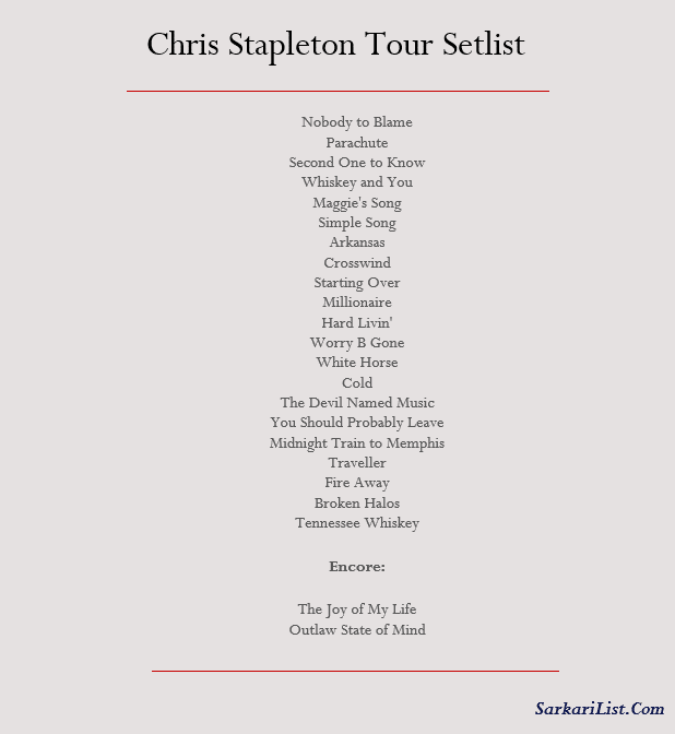 Chris Stapleton Tour Setlist 