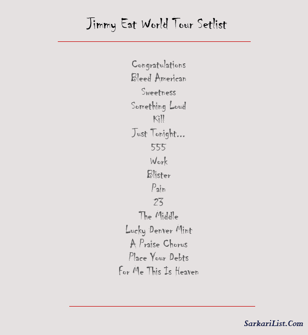Jimmy Eat World Tour Setlist 