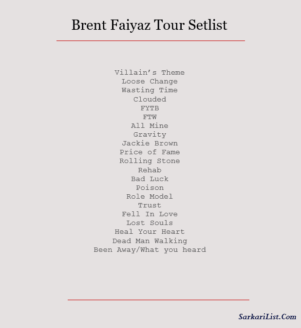 Brent Faiyaz Tour Setlist