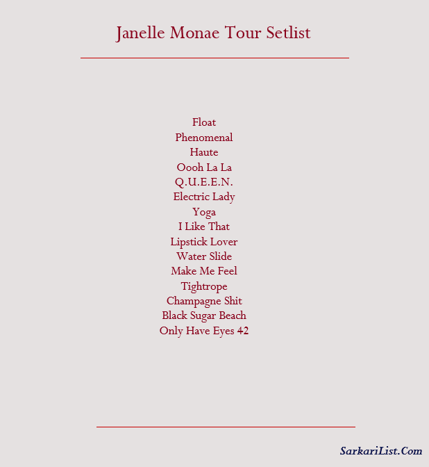 Janelle Monae Tour Setlist