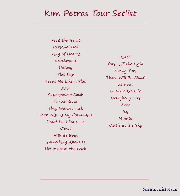 Kim Petras Tour Setlist 