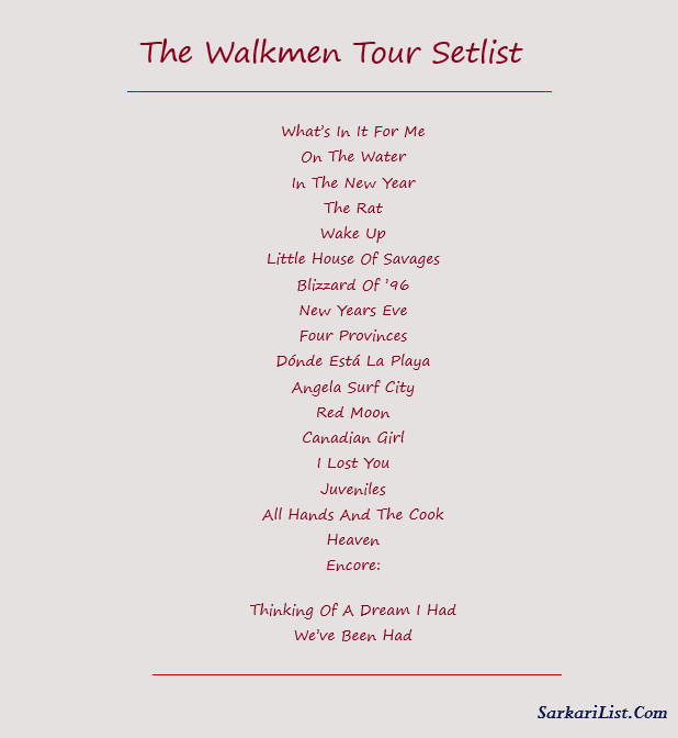 The Walkmen Tour Setlist