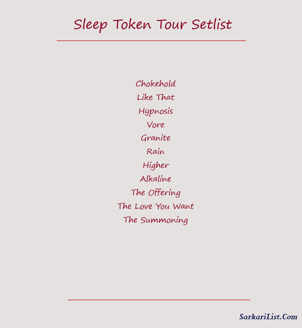 Sleep Token Tour Setlist