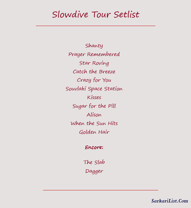 Slowdive Tour Setlist