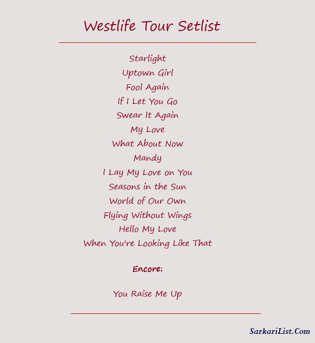 Westlife Tour Setlist 