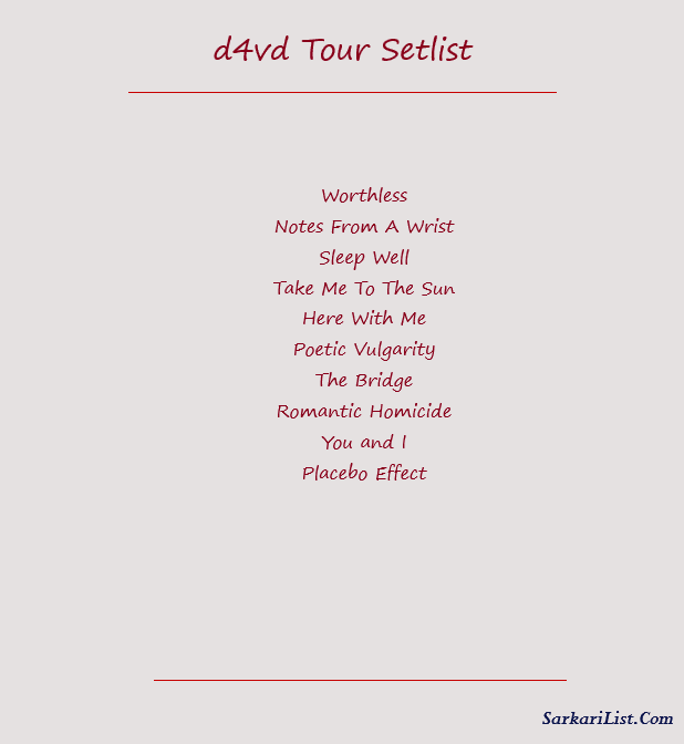 d4vd Tour Setlist