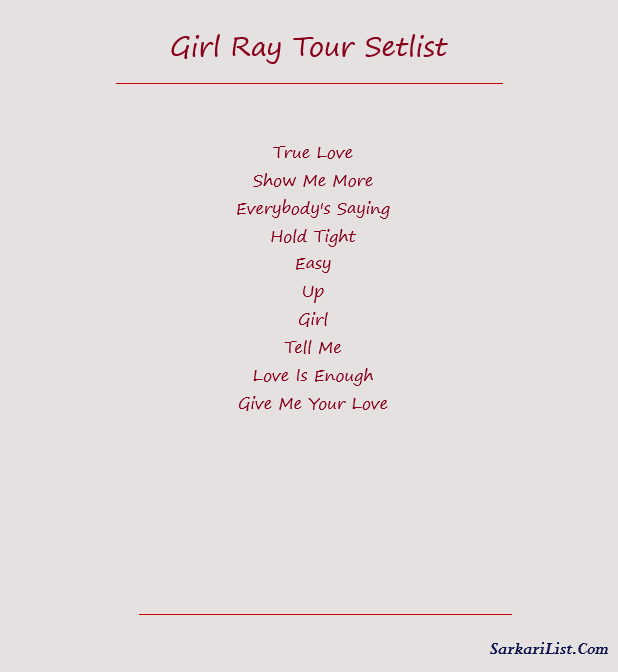 Girl Ray Tour Setlist 