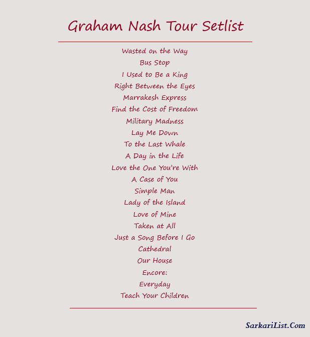 Graham Nash Tour Setlist 