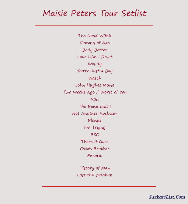 Maisie Peters Tour Setlist 