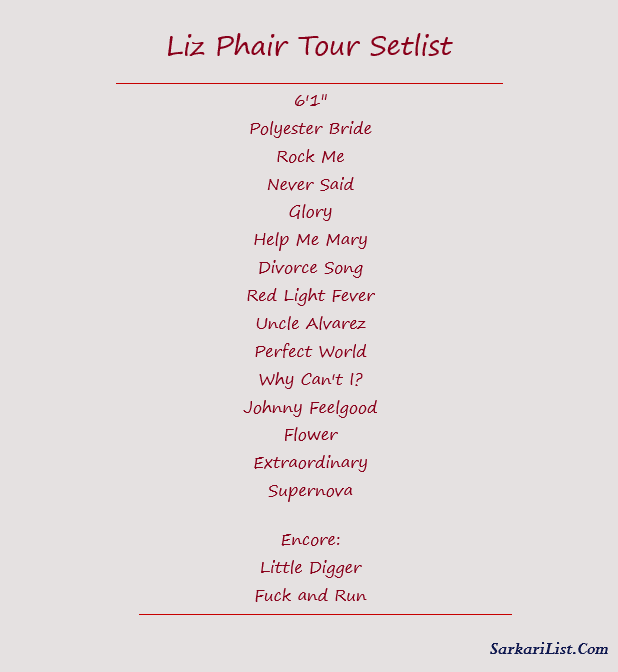 Liz Phair Tour Setlist 