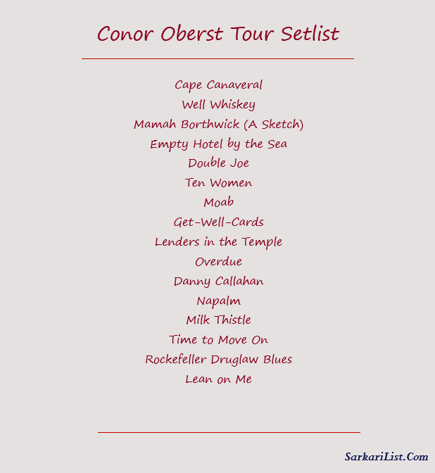 Conor Oberst Tour Setlist