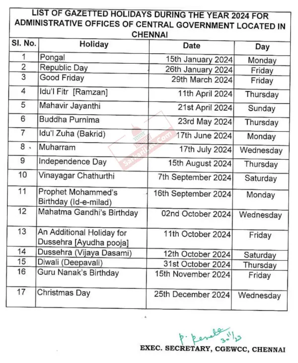Tasmac Holiday List 2024
