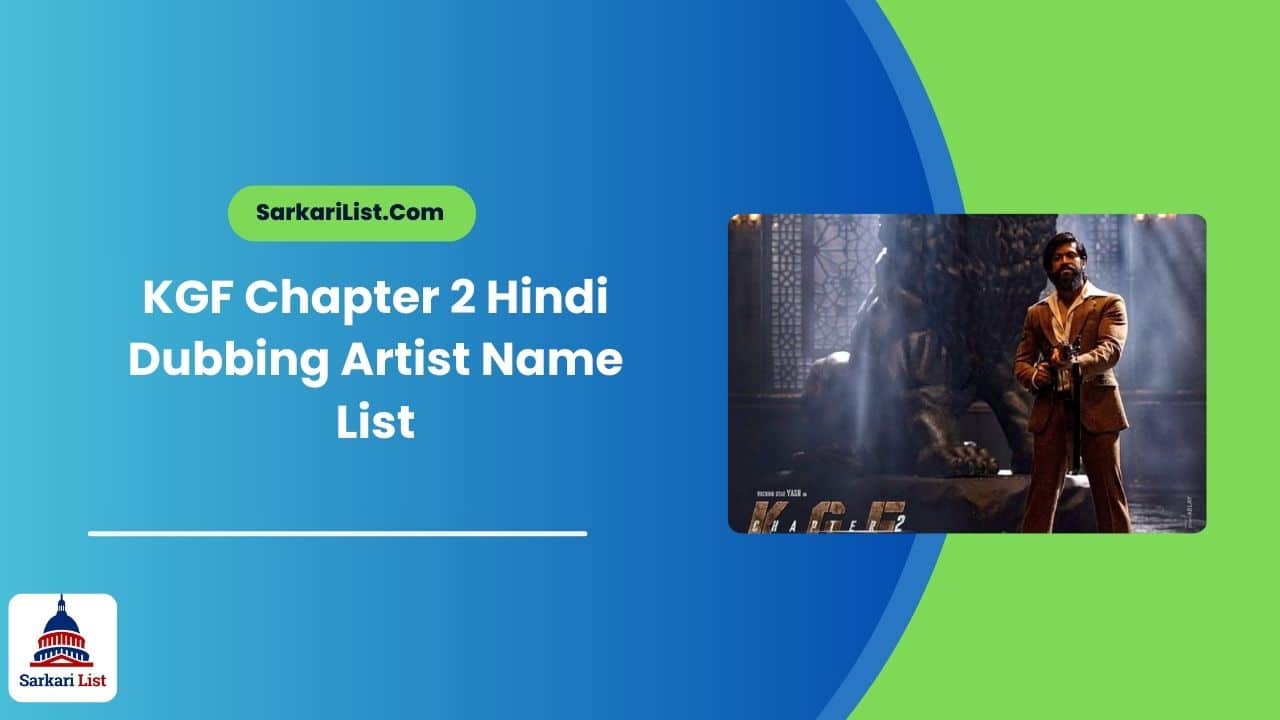 KGF Chapter 2 Hindi Dubbing Artist Name List