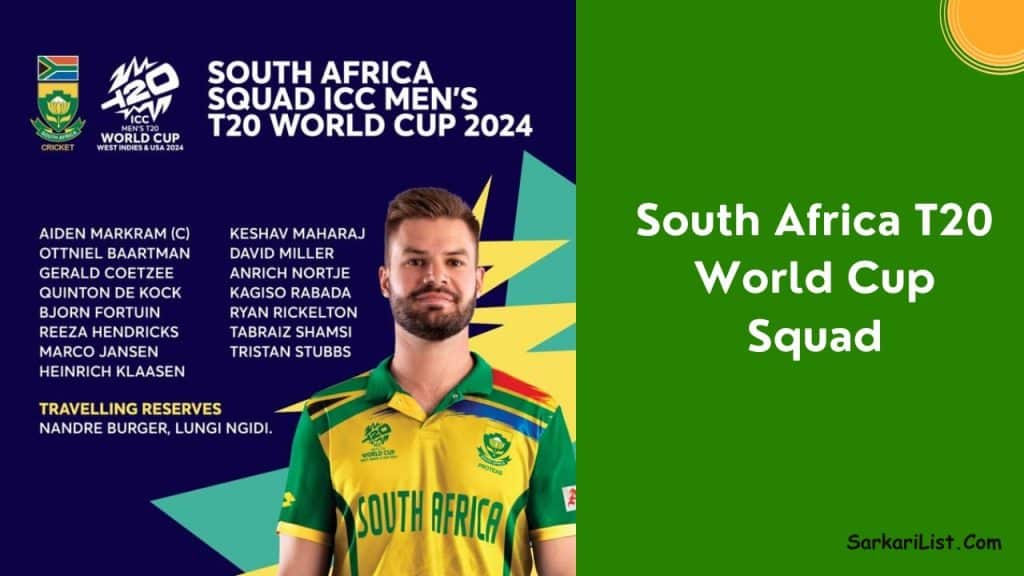 South Africa T20 World Cup Squad List 2024