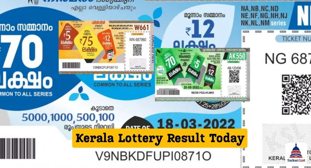 Kerala Lottery Results today winners list