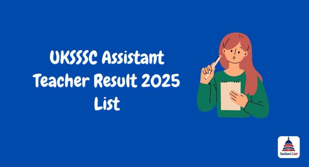 UKSSSC Assistant Teacher Result 2025 List