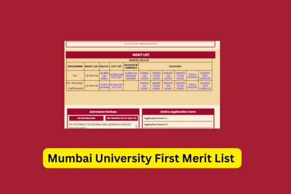 Mumbai University First Merit List 2025