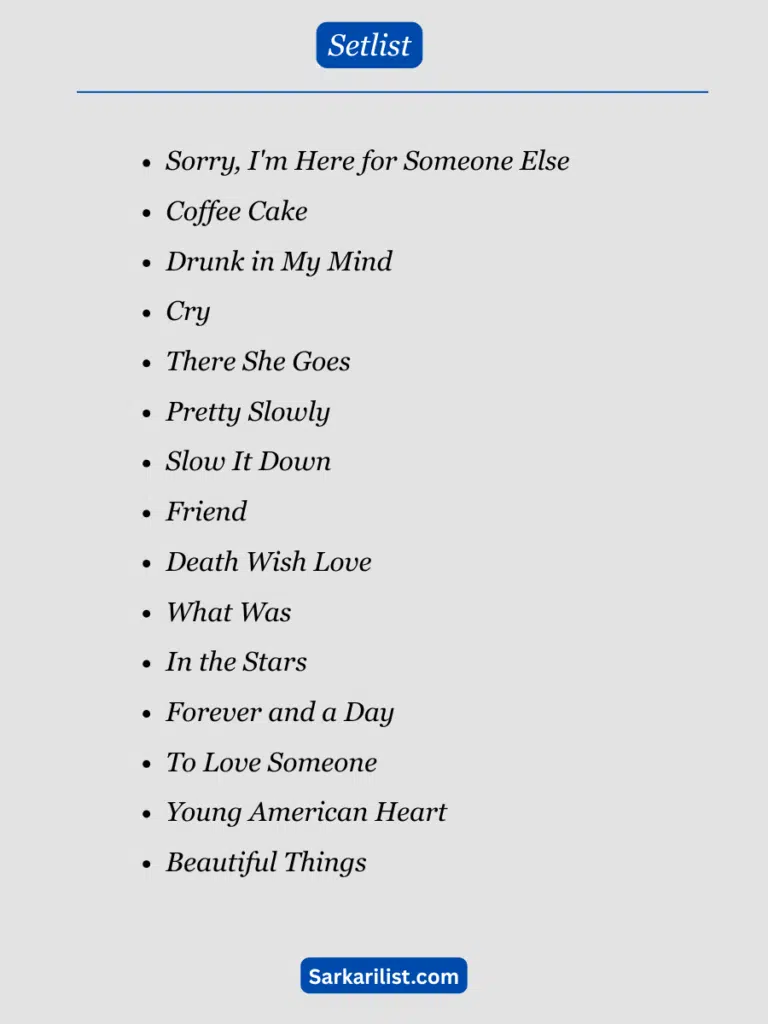 Benson Boone American Heart World Tour Setlist 