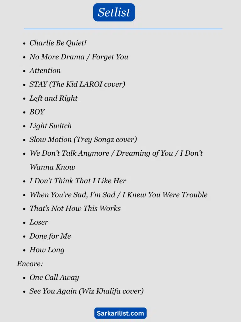 Charlie Puth Setlist